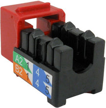Load image into Gallery viewer, Vertical Cable CAT6A RJ45 Data Keystone Jack, V-Max Series - Red Color - (50 pack)