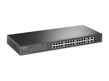 Load image into Gallery viewer, TP-Link 24 Port PoE Switch | Smart Managed | 24 Port 10/100Mbps + 4 Port Gigabit Uplink + 2 SFP | 802.3at/af Compliant, 192W | L2 Features | L2/L3/L4 QoS | IGMP Snooping | 802.1Q VLAN (T1500-28PCT)