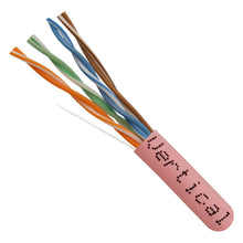 Load image into Gallery viewer, Vertical Cable Cat5e, 350 MHz, UTP, 24AWG, 8C Solid Bare Copper, 1000ft, Bulk Ethernet Cable - 151 Series, Pink 151-106/PK