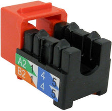 Load image into Gallery viewer, Vertical Cable CAT6 RJ45 Keystone Jack, V-Max Series - Orange Color - (50 pack) 352-V2718/OR