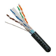 Load image into Gallery viewer, Vertical Cable Cat6A 10G, Shielded, 23AWG, Solid Bare Copper, PVC, 1000ft, Bulk Ethernet Cable, Black 064-700/A/S/BK