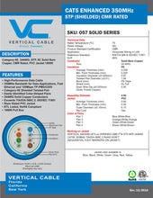 Load image into Gallery viewer, Vertical Cable 057-470/S/GR Cat5e, 350 MHz, Shielded, 24AWG, Solid Bare Copper, 1000ft, Bulk Ethernet Cable, Green
