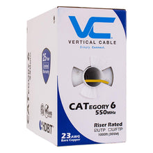 Load image into Gallery viewer, Vertical Cable Cat6, 550 MHz, UTP, 23AWG, Solid Bare Copper,1000ft, Bulk Ethernet Cable - 161 Series, Yellow 161-110/YL