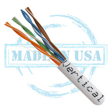 Load image into Gallery viewer, Vertical Cable CAT6, 550 MHz, UTP, 23AWG, 8C Solid Bare Copper, Plenum, 1000ft, Bulk Ethernet Cable - Made in USA, White 166-258/P/WH