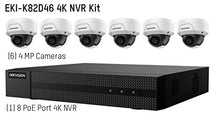 Load image into Gallery viewer, HIKVISION EKI-K82D46 8-Channel 4K POE NVR Value Express Kit with (6) 4MP Outdoor Network Dome Camera, (2.8 mm Fixed Lens), RJ45 Connections