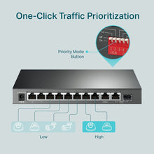 Load image into Gallery viewer, TP-Link TL-SG1210MP, 8 Port Gigabit PoE Switch, 8 PoE+ Ports @123W, w/ 2 Uplink Gigabit Ports + 1 Combo SFP Slot, Plug & Play, Extend, Priority & Isolation Mode, Limited Lifetime Protection