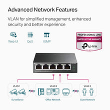 Load image into Gallery viewer, TP-Link 5 Port Gigabit PoE Switch | 4 PoE+ Port @65W | Easy Smart | Limited Lifetime Protection | Shielded Ports | Support QoS, Vlan TL-SG105PE