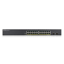 Load image into Gallery viewer, Zyxel 24-Port Gigabit PoE Switch | Smart Managed | Rackmount | 24 PoE+ Ports with 170 Watt Budget and 2 SFP Port | VLAN, IGMP, QoS | Lifetime Warranty [GS1900-24HPv2]
