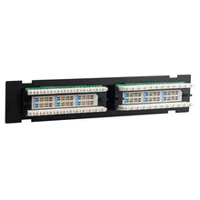 Load image into Gallery viewer, 12 Port Loaded UTP Cat6 Patch Panel, 110 style, Includes Wall Mount Bracket, 4 Cable Ties and Rack Mount Screws 1 each boxed