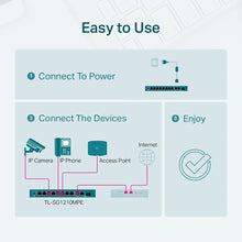 Load image into Gallery viewer, TP-Link TL-SG1210MPE | 8 Port Gigabit PoE Switch | Easy Smart Managed 8 PoE+ Ports @123W, w/ 2 Uplink Gigabit Ports + 1 Combo SFP Slot QoS, Vlan, IGMP & LAG
