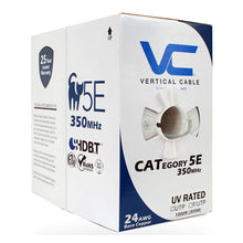 Load image into Gallery viewer, Vertical Cable Cat5e, 350 Mhz, UTP, UV Jacket, Outdoor, CMX, 1000ft, Bulk Ethernet Cable, Gray
