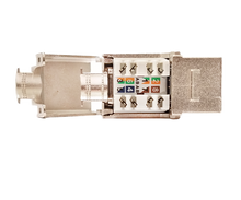 Load image into Gallery viewer, Vertical Cable CAT6A Shielded Data Grade Keystone Jack 90 Degree 8Ã8 Conductors 303-J2637/C6AS