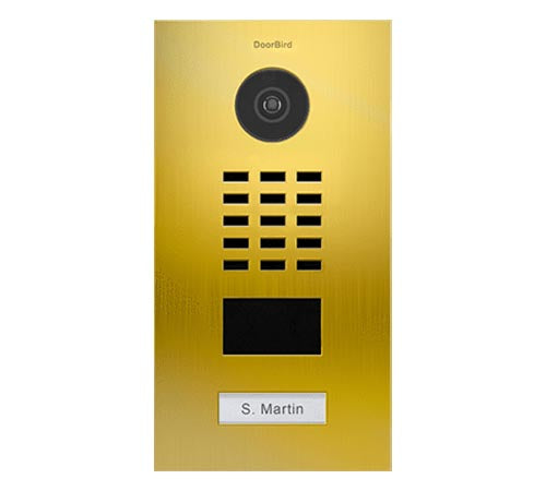 DoorBird IP Video Door Station D2101V, Flush-Mounted, Brass (V4A) HIGH Gloss