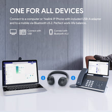 Load image into Gallery viewer, Yealink BH72 Lite Wireless Headset, Teams/Zoom Certified, Bluetooth Headset with Microphone, Stereo, Retractable Hidden Microphone Arm for Telephone Computer