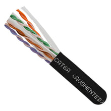 Load image into Gallery viewer, Vertical Cable Cat6A 10G, UTP, 23AWG, Solid Bare Copper, Plenum, 1000ft, Bulk Ethernet Cable, Black 065-300/A/P/BK