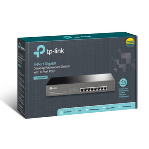 TP-LINK 8-Port Gigabit Ethernet Poe+ Unmanaged Energy-Efficient Switch with 124W 8-Poe+ Ports | Plug and Play | Metal | Desktop/Rackmount | Lifetime (TL-SG1008PE)