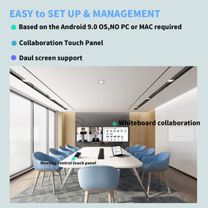 Yealink A30 MeetingBar Zoom Certified,Double Web Cameras with 8 Microphones and Speakers, Wide Angle, Auto Framing, Speaker Tracking, Audio and Video Conferencing System for Medium Conference Room