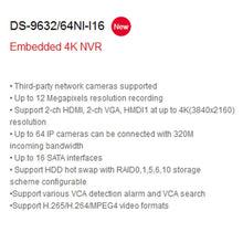 Load image into Gallery viewer, Hikvision Can Be Update DS-9632NI-I16 12MP Embedded 4K 32 Channel NVR 16 SATA
