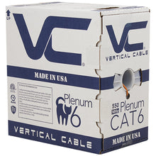 Load image into Gallery viewer, Vertical Cable 166-254/P/OR CAT6, 550 MHz, UTP, 23AWG, 8C Solid Bare Copper, Plenum, 1000ft, Bulk Ethernet Cable - Made in USA, Orange