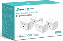 Load image into Gallery viewer, TP-Link Kasa Smart Wi-Fi Plug Slim, Energy Monitoring, HomeKit, 4-Pack EP25P4