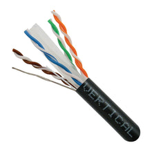 Load image into Gallery viewer, Vertical Cable Cat6A 10G, UTP, 23AWG, Solid Bare Copper, PVC, 1000ft Bulk Ethernet Cable, Black 064-484/A/BK
