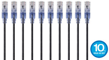 Load image into Gallery viewer, Vertical Cable 115157 SlimRun Cat6A Ethernet Patch Cable - Network Internet Cord - RJ45, Stranded, 550Mhz, UTP, Pure Bare Copper Wire, 10G, 30AWG , 5ft, Black, 10-Pack