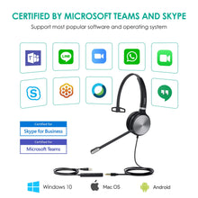 Load image into Gallery viewer, Yealink Telephone Headset Microphone USB Wired UH36 UH34 Noise Cancelling with Mic for Computer PC Laptop Stereo for Calls and Music 3.5mm Jack (UC Optimized, UH36-Mono