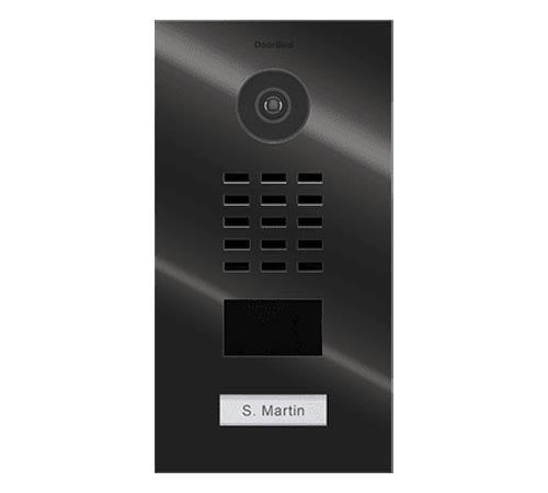 DoorBird IP Video Door Station D2101V, stainless steel V2A, powder-coated, semi-gloss, RAL 7016, 1 call button (Surface-/flush-mounting housing sold separately)