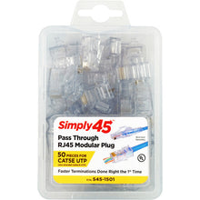 Load image into Gallery viewer, Simply45 Cat 5e UTP Unshielded RJ45 Pass-Through Modular Plug (50-Pack)
