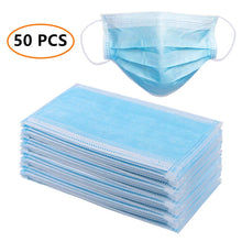 Load image into Gallery viewer, 50-Pack Disposable Face Mask 3-Layer Earloop Blue KN90 N90 FFP1 Level with CE and FDA Certification