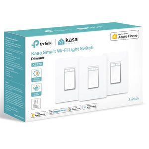 TP-Link Kasa Smart Wi-Fi Light Switch 3-Pack, Dimmer, HomeKit KS220P3