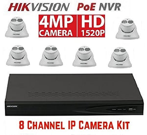 Hikvision DS-7608NI-E2/8P 8CH 8 POE NVR & 6pcs DS-2CD2342WD-I 2.8mm 4MP POE Turret Camera Kit