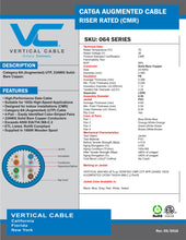 Load image into Gallery viewer, Vertical Cable Cat6A 10G, UTP, 23AWG, Solid Bare Copper, PVC, 1000ft Bulk Ethernet Cable, Black 064-484/A/BK