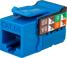 Load image into Gallery viewer, Vertical Cable CAT6A RJ45 Data Keystone Jack, V-Max Series - Blue Color - (50 pack)