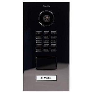 DoorBird IP Video Door Station D2101V, Stainless Steel V4A, high-Gloss Polished, PVD Coating with Titanium-Finish, incl. Flush-mounting housing, 1 Call Button