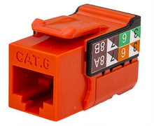 Load image into Gallery viewer, Vertical Cable CAT6 RJ45 Keystone Jack, V-Max Series - Orange Color - (50 pack) 352-V2718/OR