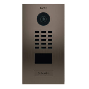 DoorBird IP Video Door Station D2101BV, Bronze Brushed Stainless Steel, Flush-mounted with HD Camera - POE Capable
