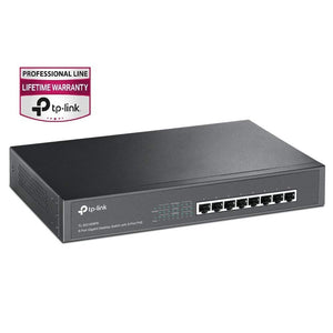 TP-LINK 8-Port Gigabit Ethernet Poe+ Unmanaged Energy-Efficient Switch with 124W 8-Poe+ Ports | Plug and Play | Metal | Desktop/Rackmount | Lifetime (TL-SG1008PE)