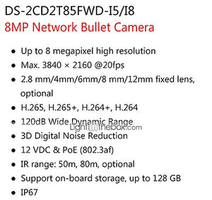 HIKVISION DS-2CD2T85FWD-I5 8MP IP Camera (4MM)