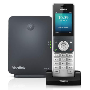 Yealink W60P Cordless DECT IP Phone and Base Station, 2.4-Inch Color Display. 10/100 Ethernet, 802.3af PoE, Power Adapter Included