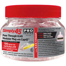 Load image into Gallery viewer, Simply45 ProSeries Cat 6/6a UTP Unshielded Pass-Through Modular Plug (100-Piece Jar)

