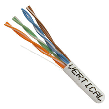 Load image into Gallery viewer, Vertical Cable Cat5e, 350 MHz, UTP, 24AWG, 8C Solid Bare Copper, 1000ft, White, Bulk Ethernet Cable - 054-450WH
