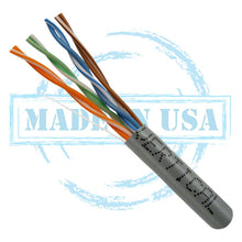 Load image into Gallery viewer, Vertical Cable 166-253/P/GY CAT6, 550 MHz, UTP, 23AWG, 8C Solid Bare Copper, Plenum, 1000ft, Bulk Ethernet Cable - Made in USA, Gray
