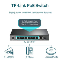 Load image into Gallery viewer, TP-Link 8 Port Gigabit PoE Switch | 8 PoE+ Ports @63W, TL-SG1210P
