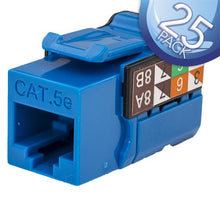 Load image into Gallery viewer, Vertical Cable 351-V2603/BL/25: CAT5e Keystone Jacks - Blue - 25 Pack
