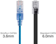 Load image into Gallery viewer, Vertical Cable SlimRun Cat6A Ethernet Patch Cable - Network Internet Cord - RJ45, Stranded, 550Mhz, UTP, Pure Bare Copper Wire, 10G, 30AWG , 5ft, Blue, 10-Pack
