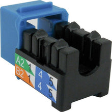 Load image into Gallery viewer, Vertical Cable CAT6A RJ45 Data Keystone Jack, V-Max Series - Blue Color - (50 pack)
