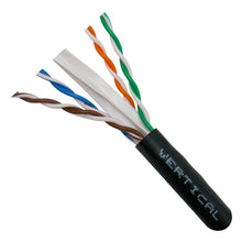 Load image into Gallery viewer, Vertical Cable Cat6, UTP, UV Jacket, Outdoor, CMX, 1000ft, Black, Bulk Ethernet Cable 069-559/CMX
