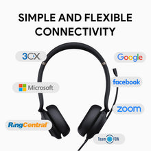 Load image into Gallery viewer, UH37 USB Headset with Microphone for PC Laptop - Headphones with Noise Cancelling Microphone for Computer,On-Ear Wired Office Call Center Headset Mono
