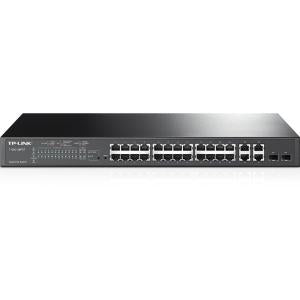 TP-Link 24 Port PoE Switch | Smart Managed | 24 Port 10/100Mbps + 4 Port Gigabit Uplink + 2 SFP | 802.3at/af Compliant, 192W | L2 Features | L2/L3/L4 QoS | IGMP Snooping | 802.1Q VLAN (T1500-28PCT)